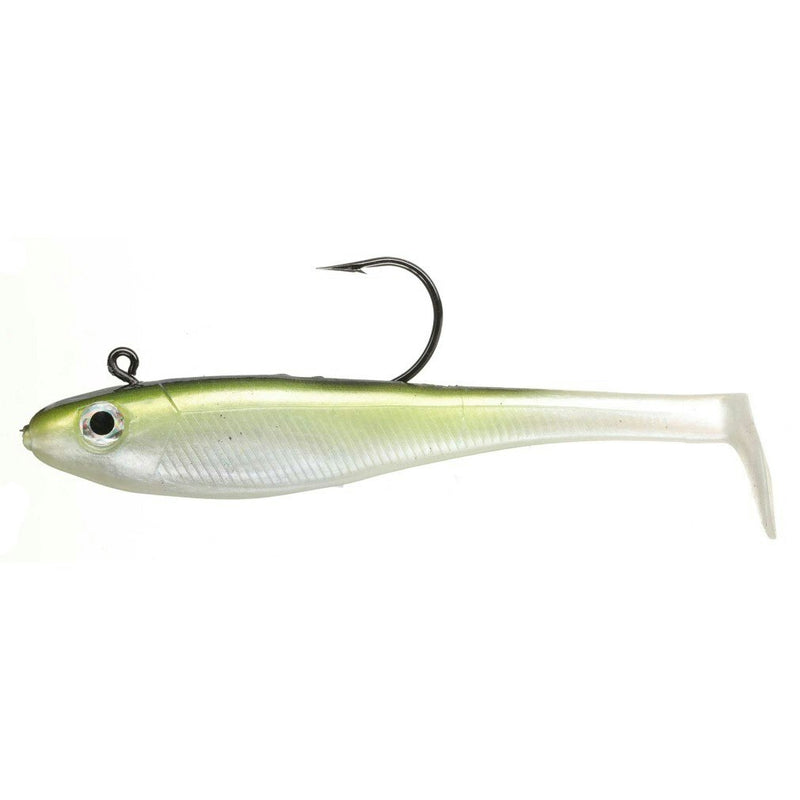 3 Pack of 5 Inch Bite Science Thump Shad Rigged Soft Plastics -Greenback Herring