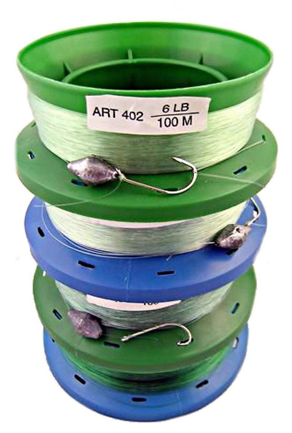 4 Pack of 4 Inch Hand Casters Pre Rigged with Mono Fishing Line - 6,9,12,15lb