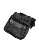 Small Genuine Leather Black Messenger Bag - Shoulder Travel Satchel Crossbody Sling