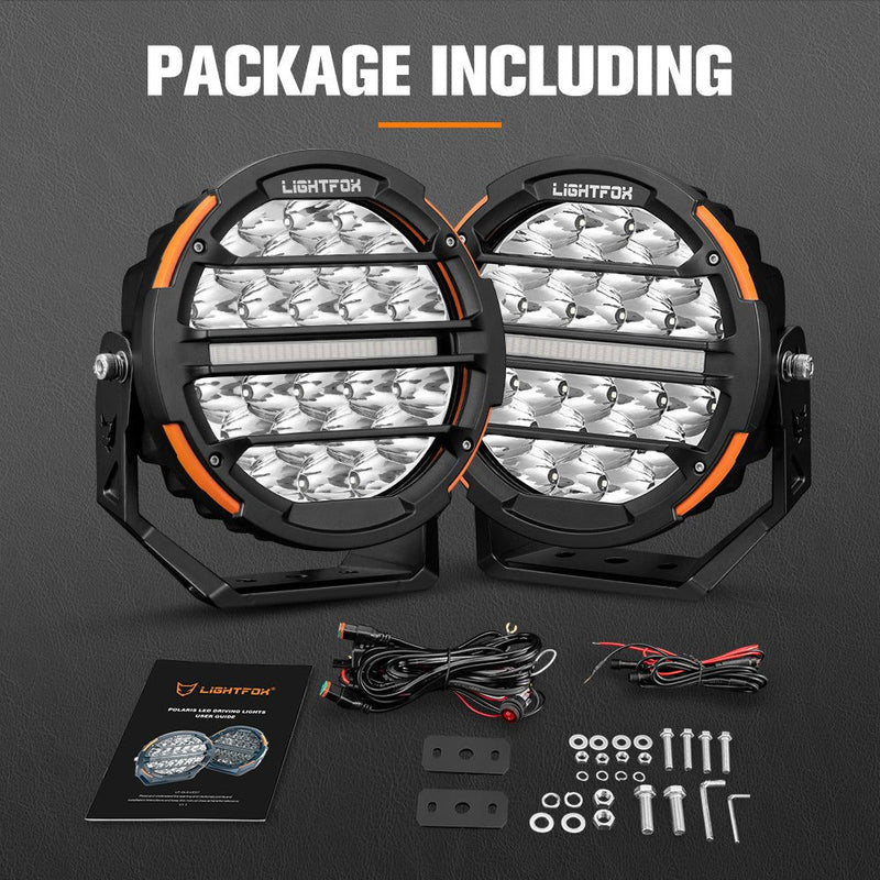 Lightfox Pair 7" Osram LED Driving Lights Round Spotlight Spot DRL Headlight