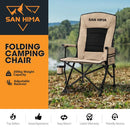 San Hima Folding Camping Chair Portable Outdoor Thick Padding Recliner Khaki