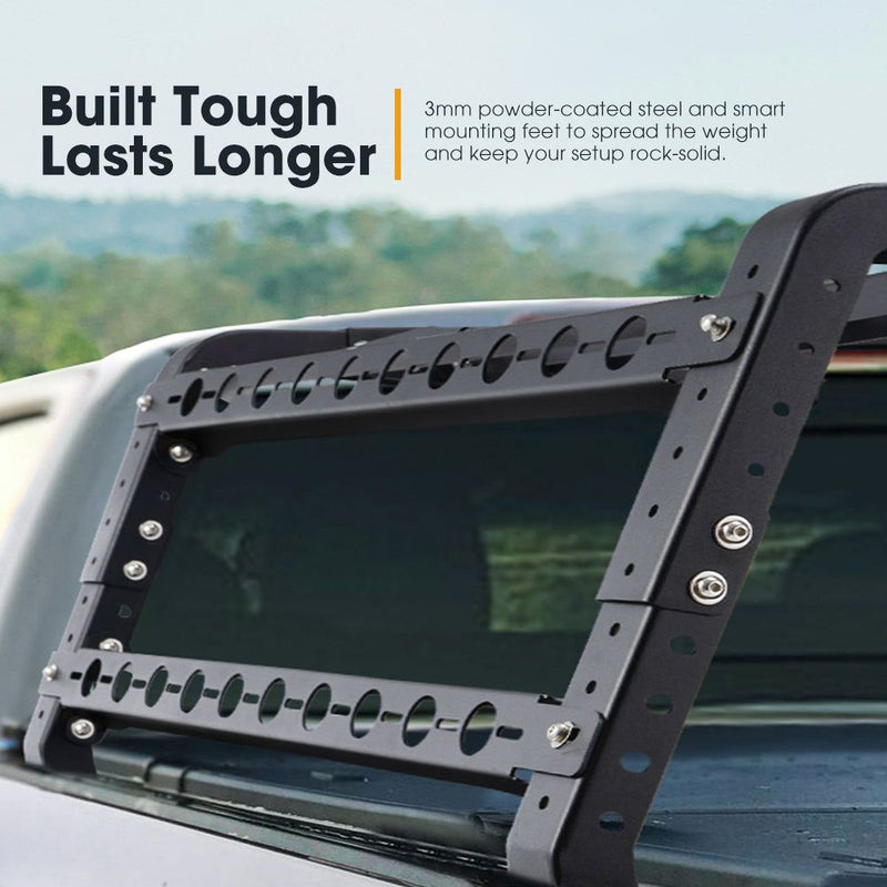 San Hima Universal Ute Tub Rack Steel 3mm + Pair Recovery Tracks Board Red