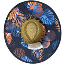 Lightweight UPF50+ Broad Brim Straw Hat with Adjustable Chin Strap (Blue Palm)