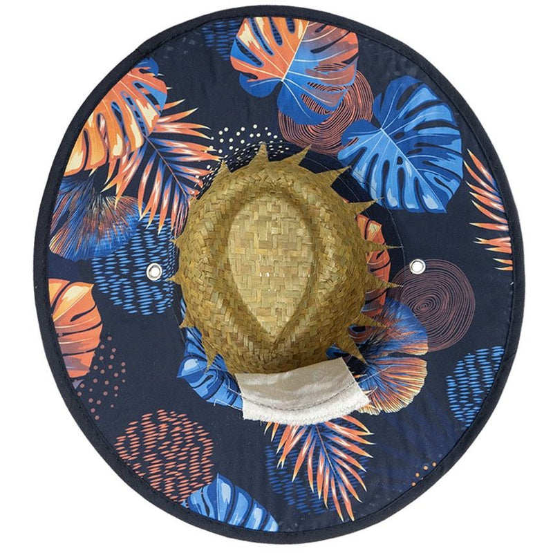 Bandit Lightweight UPF50+ Broad Brim Straw Hat with Adjustable Chin Strap (Blue Palm)