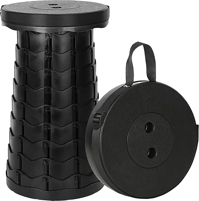 Telescopic Collapsible Portable Stool H: 45cm Black