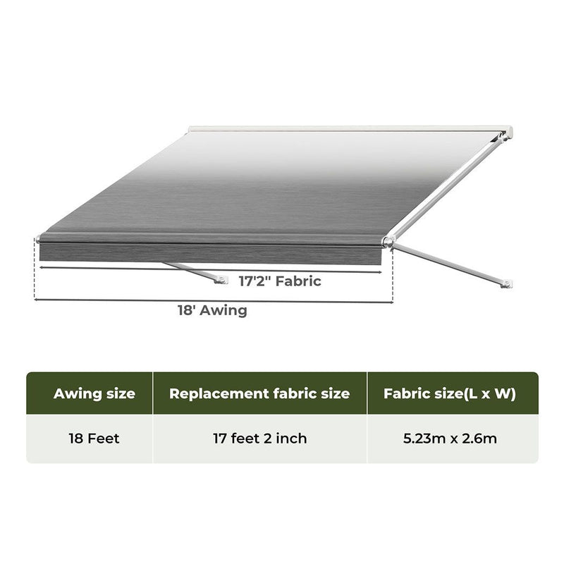 Manan RV Awning Fabric Caravan Replacement Vinyl 18FT Durable Anti-UV Waterproof