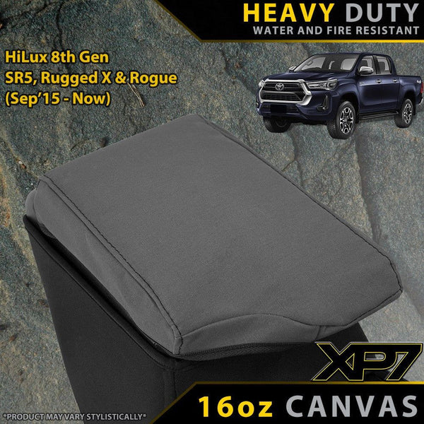 Razorback 4x4 XP7 Heavy Duty Canvas Console Lid Cover suitable for a Toyota HiLux 8th Gen SR5, Rugged X & Rogue (In Stock)