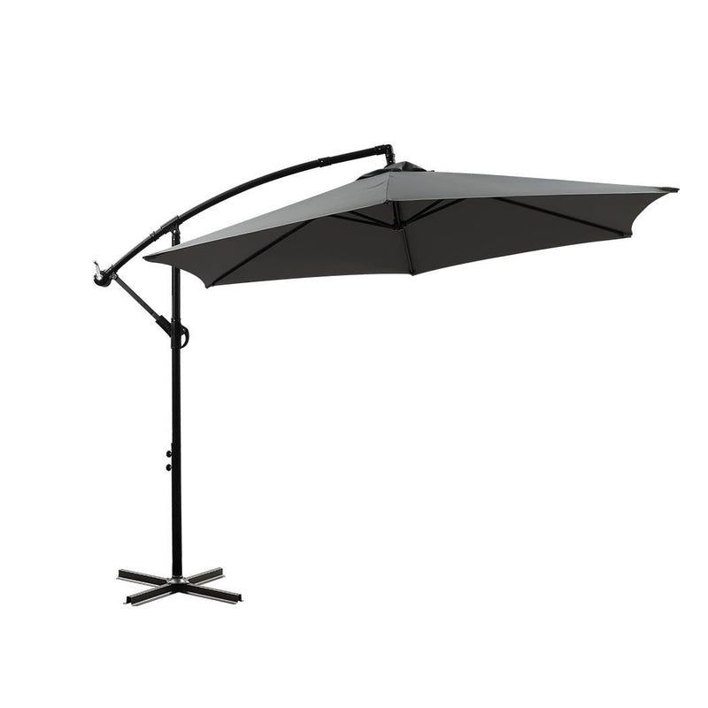 Mountview 3m Outdoor Umbrella Cantilever Cover Garden Patio Beach Umbrellas Grey