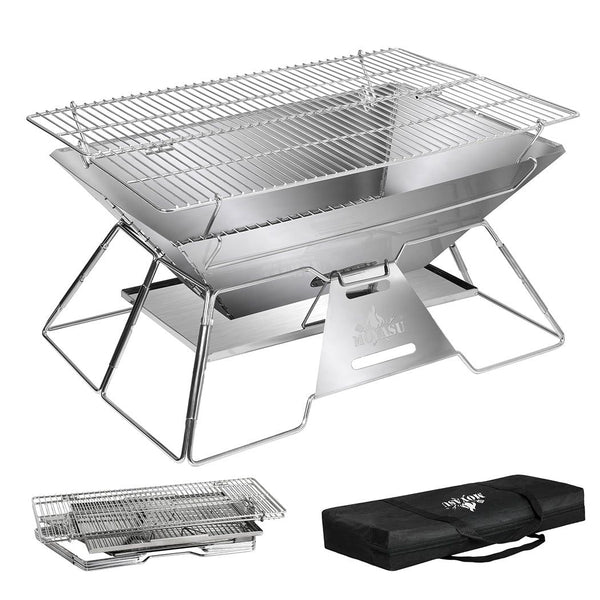 Moyasu Folding Fire Pit BBQ Outdoor Camping Portable Steel Stove Adjustable