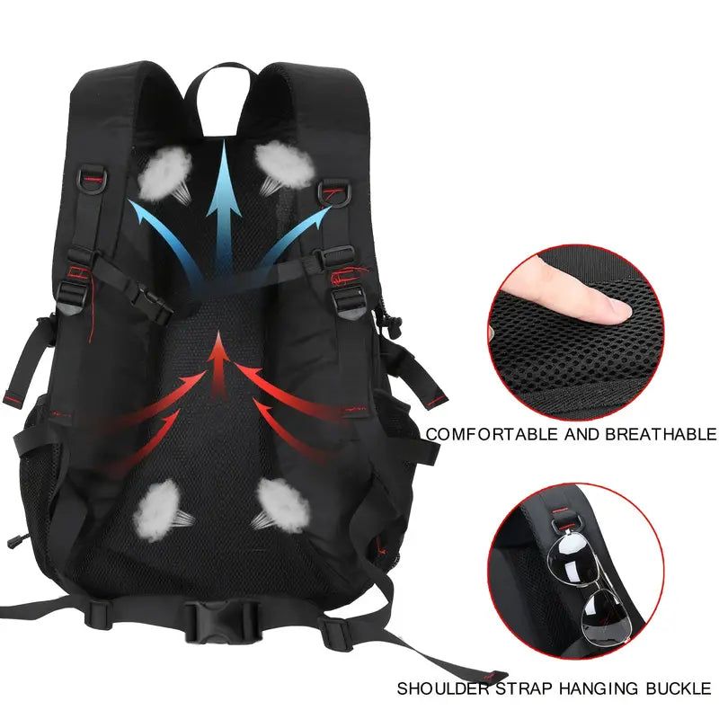 Rugged Explorer Waterproof Travel Backpack - Black