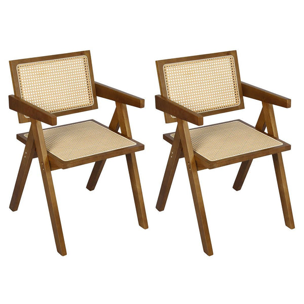 Levede 2x Armchair Dining Chair Wicker Wooden Chairs Rattan Accent Lounge Seat