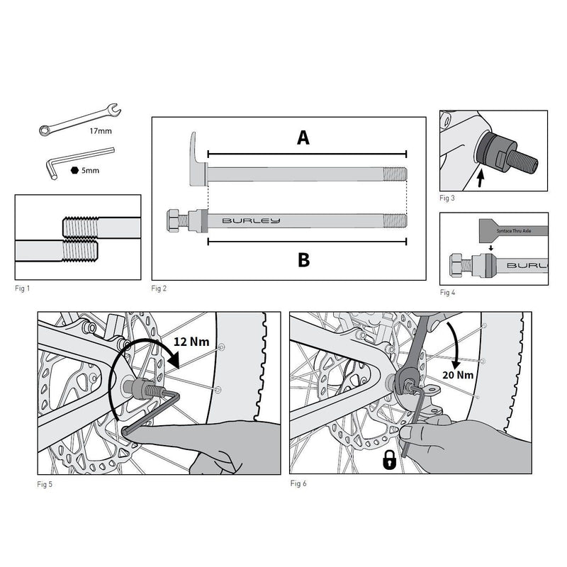 Burley 12mm Thru Axle for Bike Trailer Hitch Attachment 12 x 1.5, 197mm