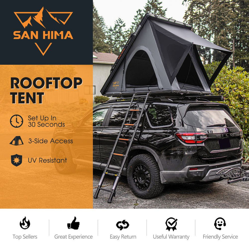 San Hima Kalbarri Lite Rooftop Tent Hardshell With Ladder & Rack Camping Grey