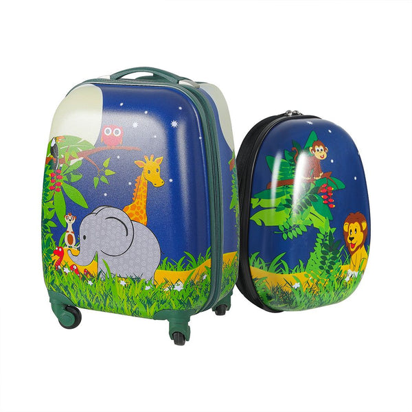 Bopeep 16''13'' 2Pcs Kids Luggage Set Travel Suitcase Child Bag Backpack Jungle