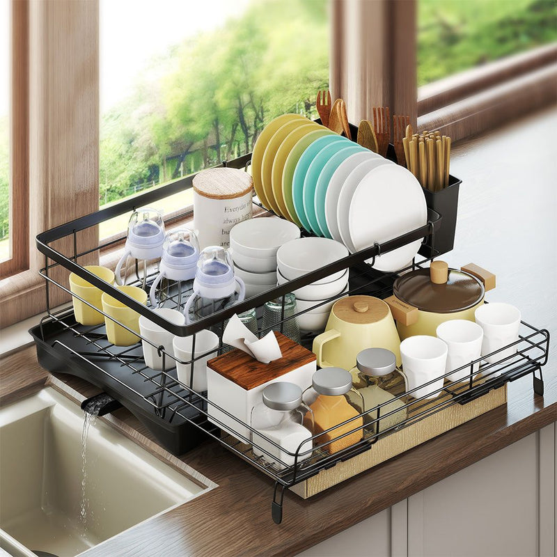 Toque Expandable Dish Drying Rack Drain Bowl Holder Dry Tray Kitchen Organizer