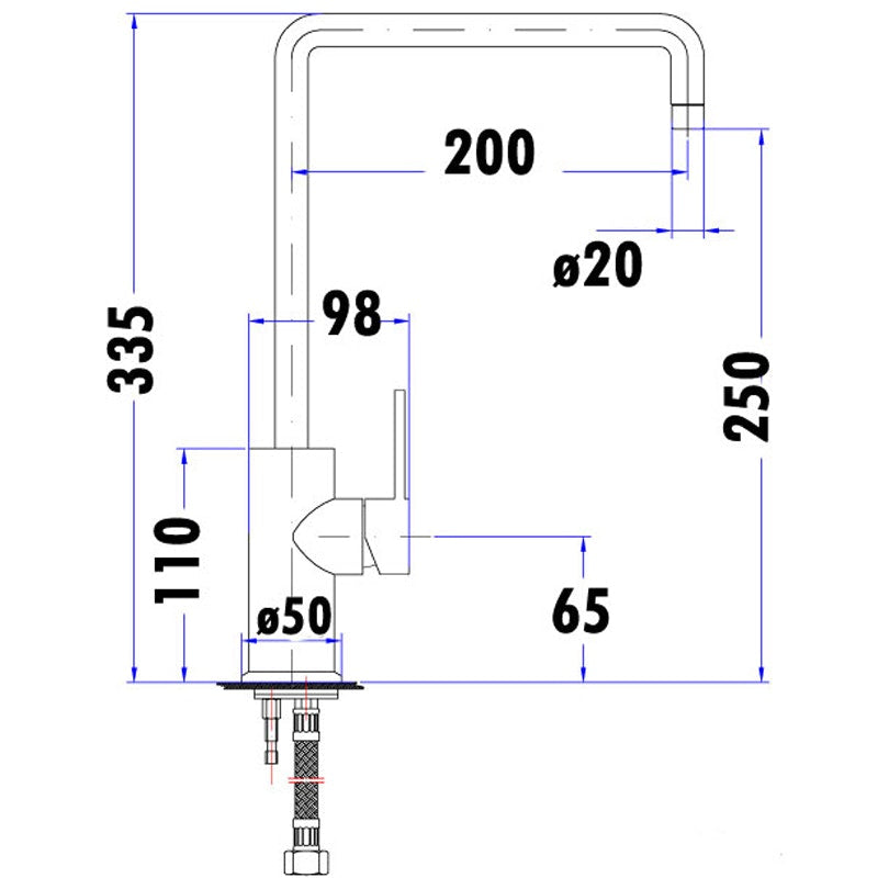 P&P Otus Black High Rise Sink Mixer - PC1002SB-B