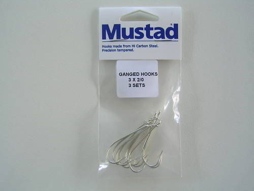 Mustad Pre-Rigged Gang Hooks 2/0 3 Hooks 3 Sets Kirby