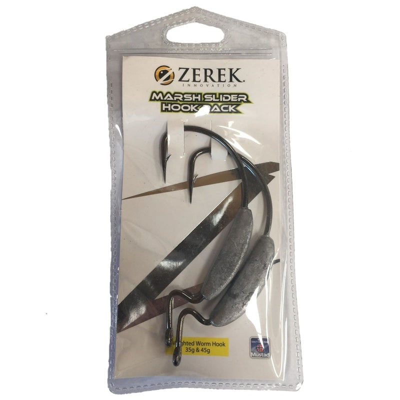 Size 12/0 Zerek Marsh Slider Weighted Worm Hook Pack-35g & 45g Weedless Jigheads
