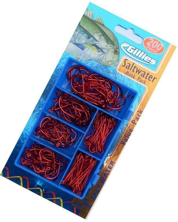 Gillies 200 Piece Saltwater Chemically Sharpened Hook Value Pack
