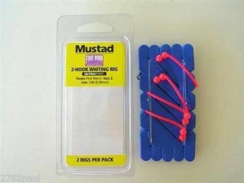 3 x Packets of Mustad Size 2 Fine Worm 2 Hook Whiting Fishing Rigs