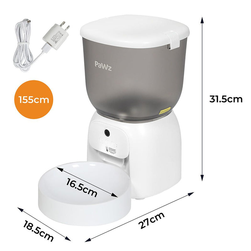 Pawz 4L Auto Pet Feeder Automatic Camera Cat Dog Smart WiFi App Food Dispenser