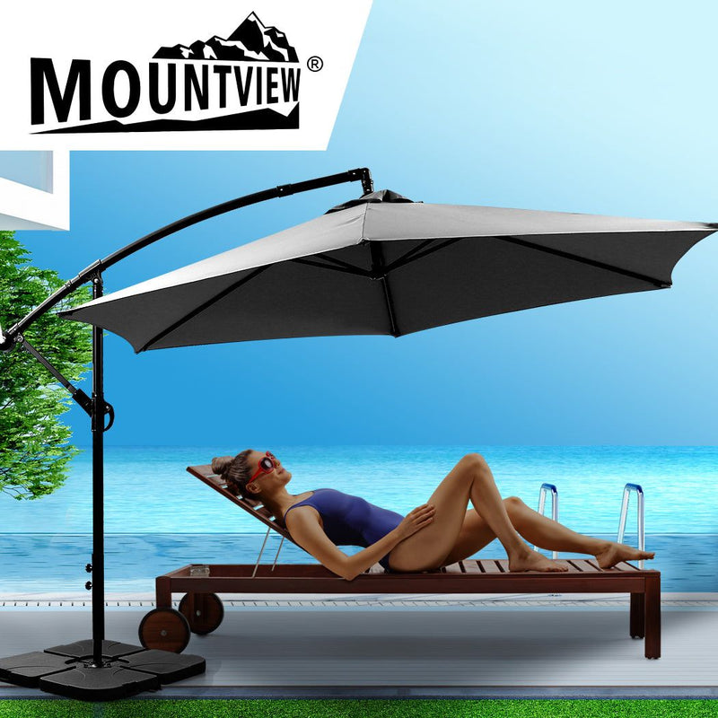 Mountview 3m Outdoor Umbrella Cantilever Base Stand Garden Patio Beach Umbrellas