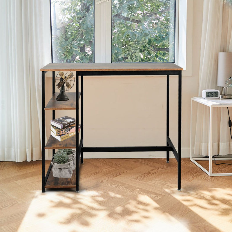 Levede High Bar Table Pub Industrial Storage Shelf Rustic Brown Kitchen 110X60cm