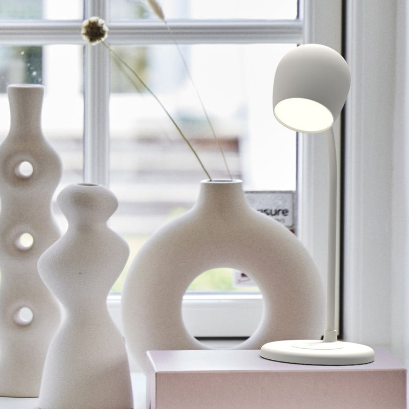 Kreafunk Ellie Lamp W/ Qi Charger And Bluetooth Speaker - White