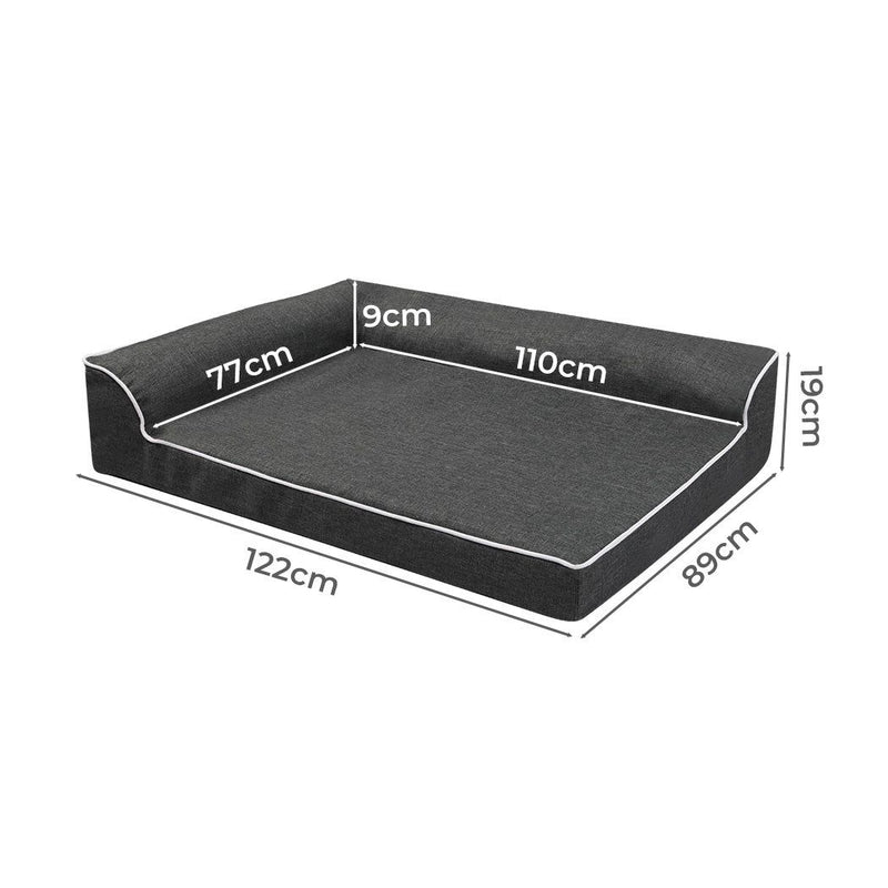 Pawz Orthopedic Dog Bed Memory Foam Cushion Cat Calming Mat Washable XXL Grey