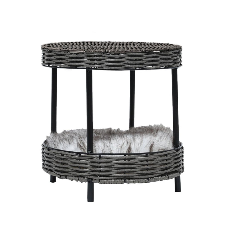Pawz Rattan Pet Bed Elevated Raised Cat Dog House Wicker Basket Kennel Table