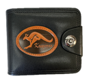 Australia Souvenir Kangaroo Wallet - Black (Premium Faux Leather)