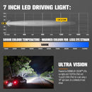 Lightfox Pair 7" Osram LED Driving Lights Round Spotlight Spot DRL Headlight