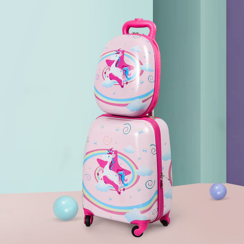 Bopeep 16''13'' 2Pcs Kids Luggage Set Travel Suitcase Child Bag Backpack Unicorn