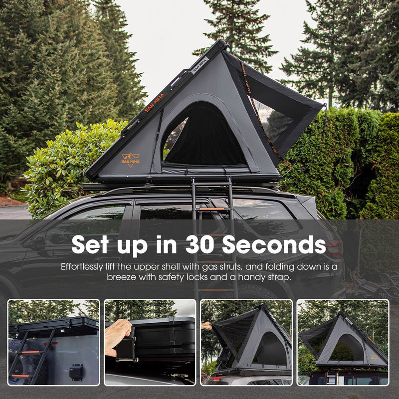 San Hima Kalbarri Lite Rooftop Tent Hardshell With Ladder & Rack Camping Grey