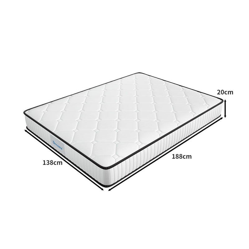 DreamZ Double Spring Mattress Medium Firm 5-Zone Support Breathable Fabric Cover