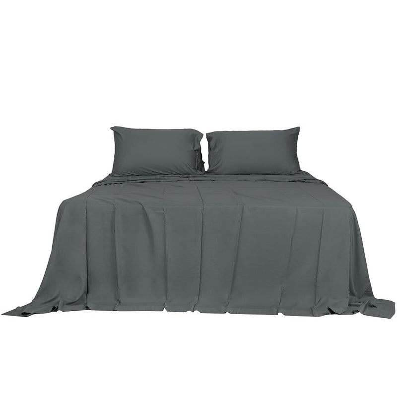 Dreamz Fitted Sheet Set Pillowcase Bamboo King Charcoal Summer 4Pcs
