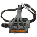 Bikelane Black Alloy Pedal and Nylon Toe Clip with Straps Set