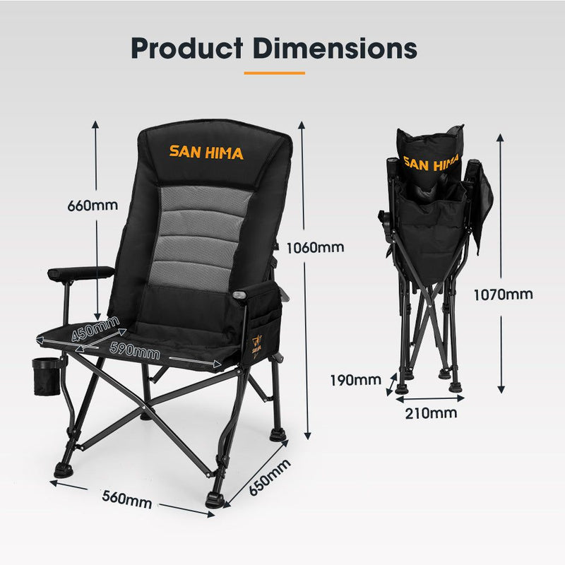 San Hima Luxury Folding Camping Chair Portable Outdoor Thick Padding With Storage Bag