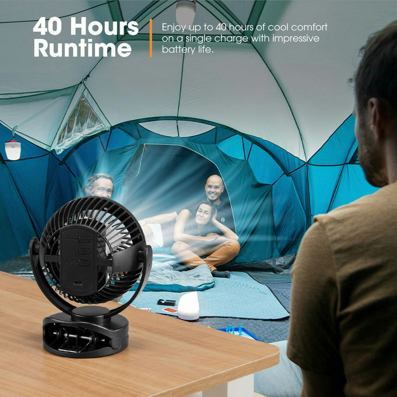 2X 3X 4X San Hima Portable Camping Fan 10000mAh W/ LED Light USB Rechargeable