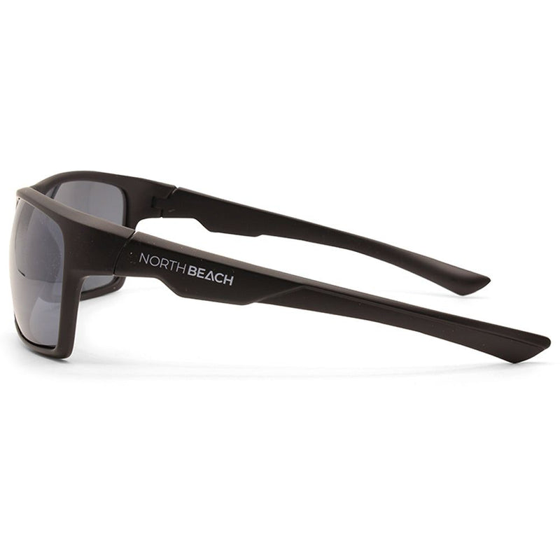 North Beach Pearleye Matte Black/Silver Mirror Polarised Unisex Sunglasses