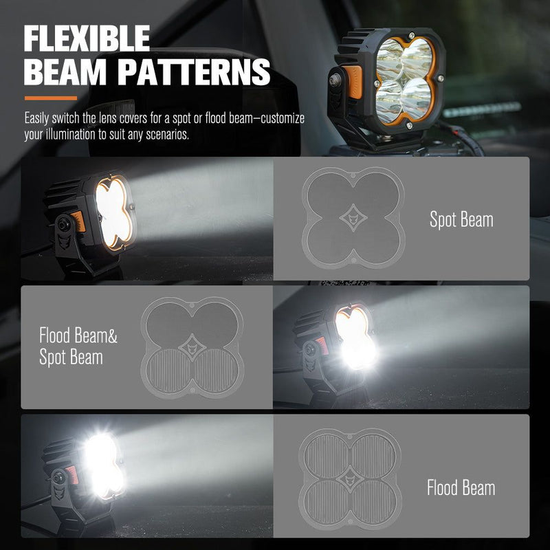 LIGHTFOX Cygnus-4 Pair 3inch Osram LED Pod Lights 1Lux@506m IP68 7,668LM