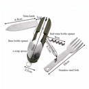 7-in-1 Folding Camping Cutlery Set with Storage Bag Green