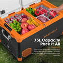 San Hima Portable Camping Fridge Freezer 75L Dual Zone Caravan Car Cooler 4WD