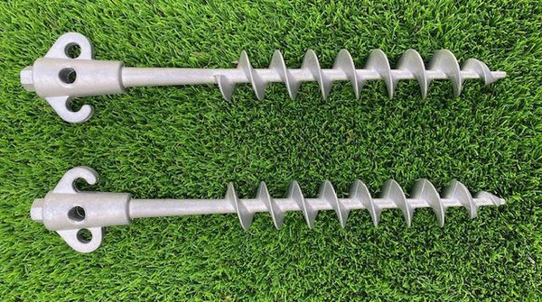 Screw in Ground Pegs 2 X 365mm Long Includes 17mm + Adapter Tents Camping