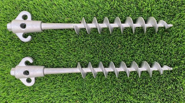 Screw in Ground Pegs 2 X 365mm Long Includes 17mm + Adapter Tents Camping