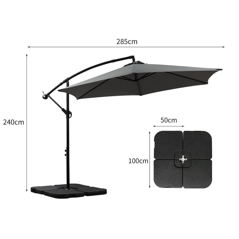 Mountview 3m Outdoor Umbrella Cantilever Base Stand Garden Patio Beach Umbrellas
