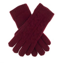 Dents Ladies Cable Knit Yarn Lined Gloves - Claret (One Size)