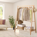 Levede Clothes Rack Wooden Wardrobe Garment Coat Hanging Rail Shoe Storage 120cm