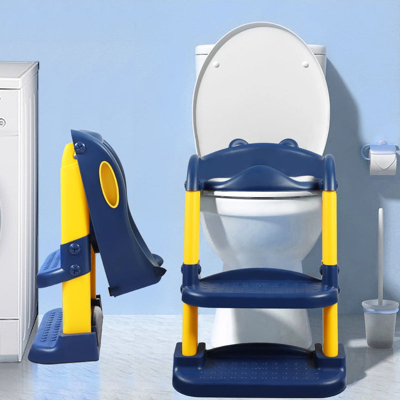 Bopeep Kids Toilet Ladder Toddler Training Step Stool Soft Seat Non Slip Blue