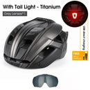 Ultralight Cycling Helmet with Magnetic Goggles LED Taillight Titanium